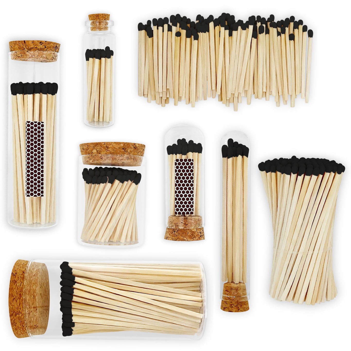 2" Artisan Black Tip Matches | 100 Bold Black Tip Safety Matchsticks with Strikers by Thankful Greetings | Great for Home Décor, Candle Lovers, & Crafts | Decorative Candle Accessories