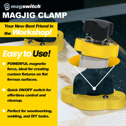 Magswitch MagJig 95 Magnetic Clamp, Set of 2 Woodworking and Welding Magnet Clamp Holder, 95 lb Holding Force, Powerful Magnets Heavy Duty On Off Magnet Switch Tools
