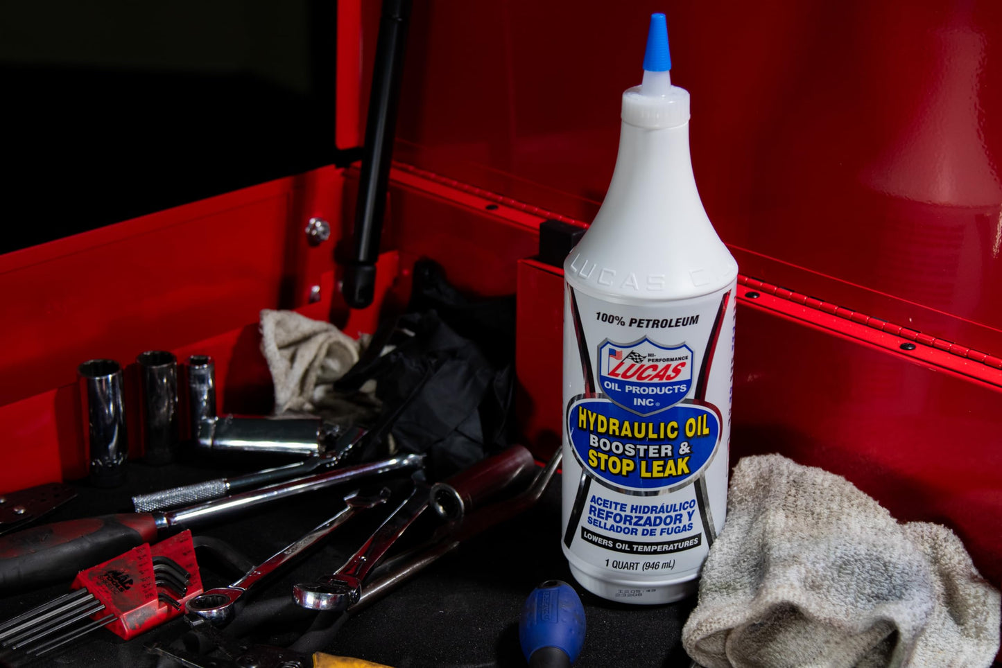 Lucas Oil 10019 Hydraulic Oil Booster and Stop Leak - 1 Quart, White, 32 Ounce