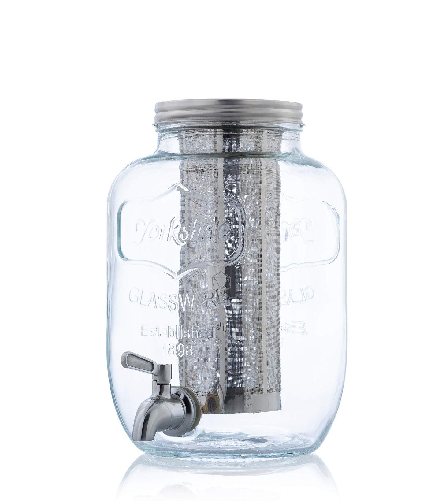 Original Grind Coffee Co.,1 Gallon Cold Brew Coffee Maker,Easy Pour Stainless Steel Spigot Tap,Extra Thick Glass Pitcher Brewing System Iced Coffee Maker,Refrigerator Safe Storage