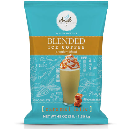 Angel Specialty Products, Blended Ice Coffee, Instant Frappe Powder Mix, 3-Pound Bag, Caramel Latte [34 Servings]