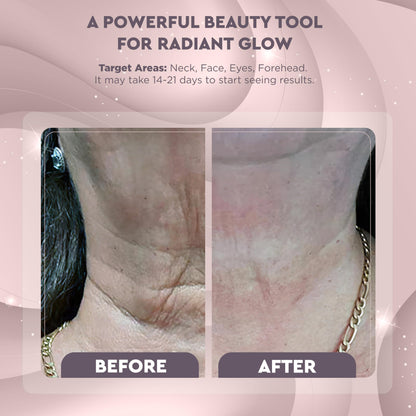 GLO24K Red Light for Face & Neck Beauty Device - 3 in 1 Facial Massager Tool and Neck Care Device for Neckline Care, Face and Neck Massager for Women