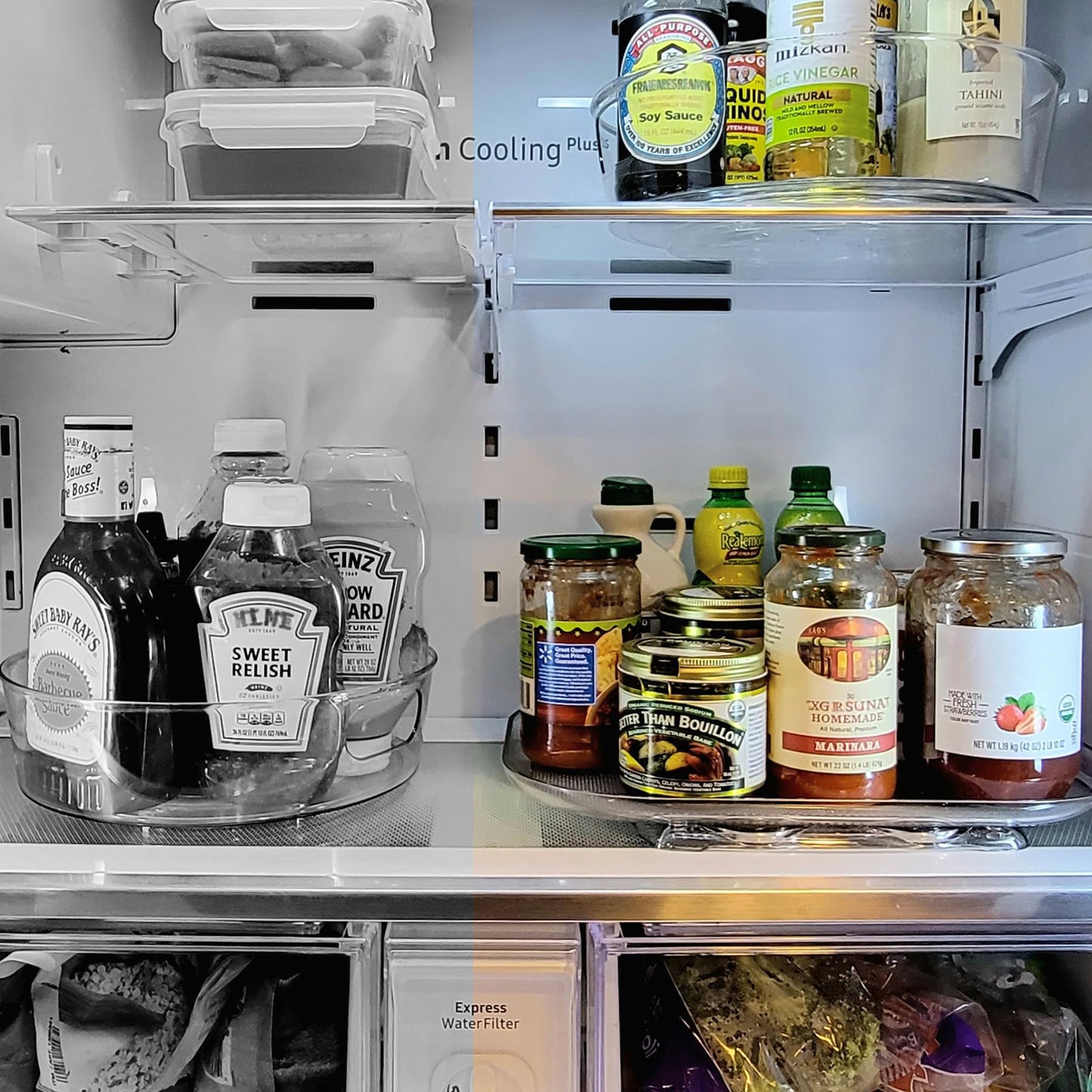 LAMU Lazy Susan Organizer 14.56''x11'' for Refrigerator Organizers and Storage Fridge Organization, Turntable Condiment Organizer for Kitchen, Table Top, Cabinet, Pantry, Countertop, 1 Pack