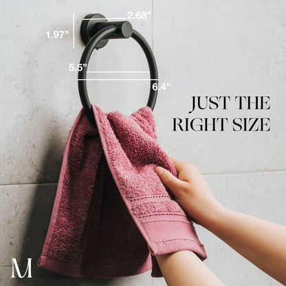 MARMOLUX ACC Matte Black Towel Ring - SUS304 Stainless Steel Wall Mounted Hand Towel Holder for Bathroom - Kitchen & Bathroom Towel Rack - Black Towel Hanger - Bathroom Towel Holder - Hand Towel Rack