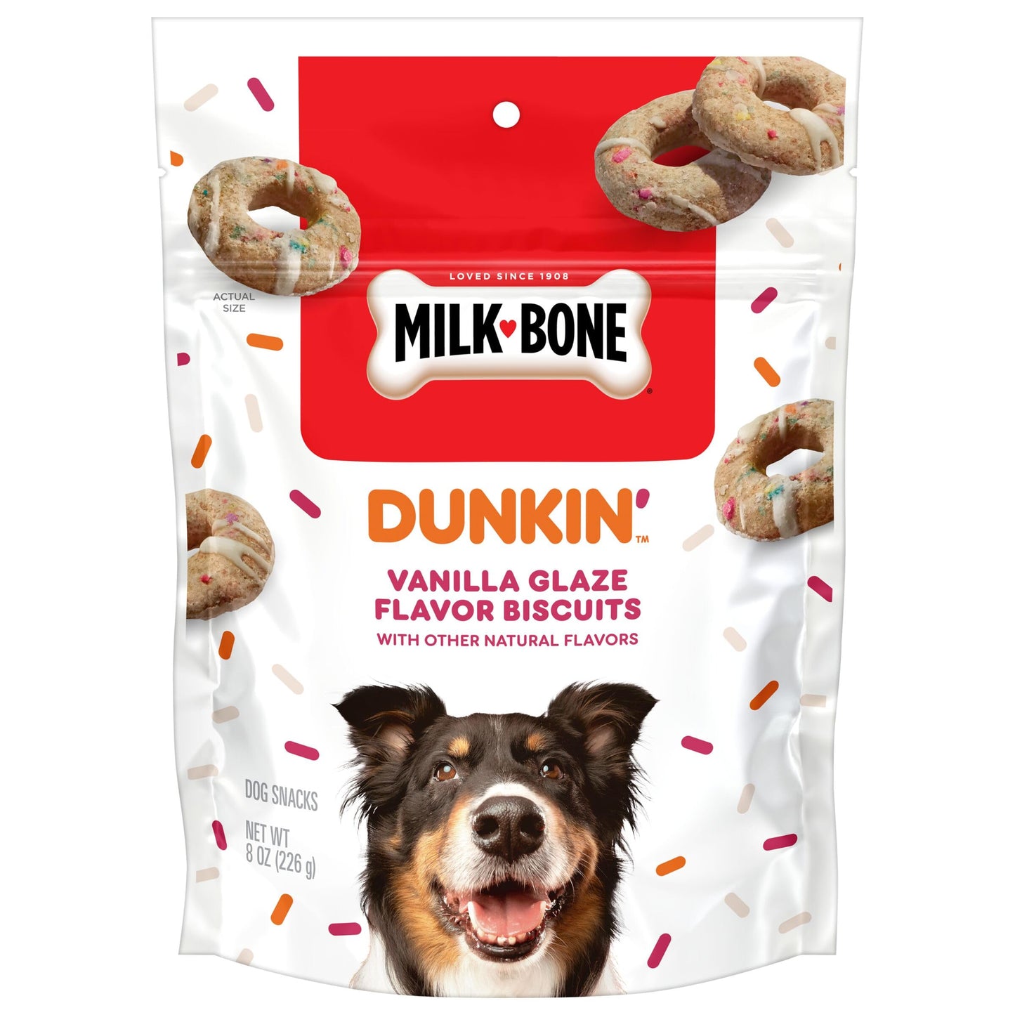 Milk-Bone Dunkin' Vanilla Glaze Flavor Dog Biscuits with Other Natural Flavors, 8 oz Bag