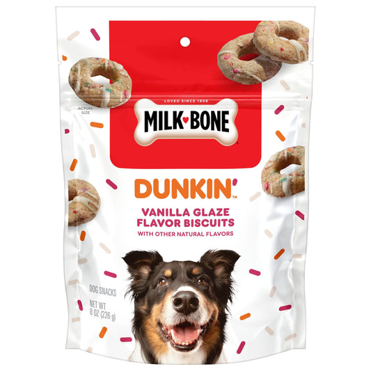Milk-Bone Dunkin' Vanilla Glaze Flavor Dog Biscuits with Other Natural Flavors, 8 oz Bag