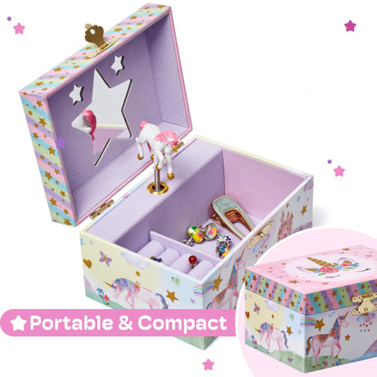 Jewelkeeper Girls Musical Jewelry Box - Durable Pine Fiberboard with Violet Lining - Kids Jewelry Box - The Beautiful Dreamer Tune - Gifts for Girls - Unicorn Jewellery Box - 6x4x3.5in