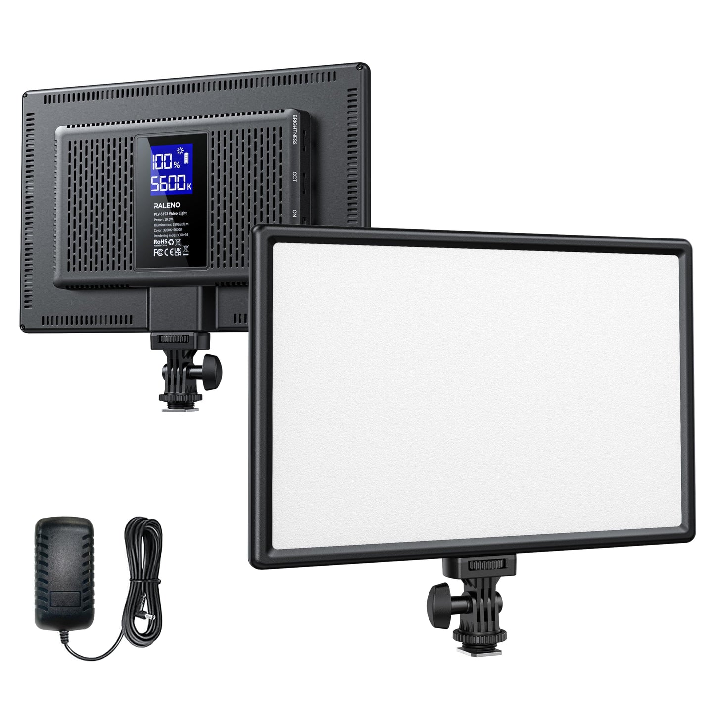 RALENO 19.5W LED Video Soft Light Panel, 650Lux/m Camera Panel Light Built-in 2* 4000mAh Batteries, CRI>95 3200-5600K Photography Studio Lights for TikTok YouTube Video Recording Photography Streaming