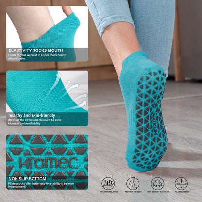Non Slip Yoga Socks with Grips for Pilates, Ballet, Barre, Barefoot,Bikram,Hospital Anti Skid Socks for Women and Men