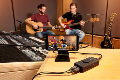 IK Multimedia iRig Stream stereo audio interface for iPhone, iPad, Mac, iOS and PC with USB-C, Lightning and USB for 24-bit, 48 kHz recording from mixers and studio gear