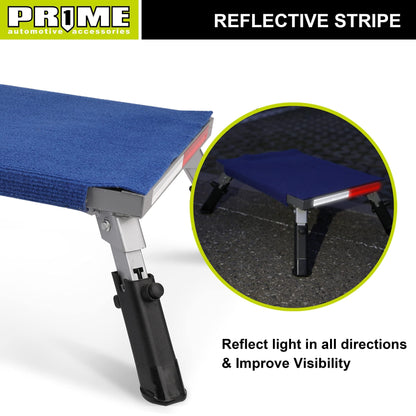 PR1ME Safety RV Steps, 19" x 14.5" Extra Large RV Step Stool with Glow, Camper Step Stool, Non-Slip Folding Step Stool and Ladder for RV, with 100% Polyester Step Rug RV Stair Cover, Up to 600lbs