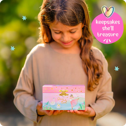 Musical Ballerina Jewelry Box for Girls - Kids Music Box with Spinning Ballerina, Ballet Birthday Gifts for Little Girls, Jewelry Boxes, 6 x 4.7 x 3.5 in - Ages 3-10,Pink