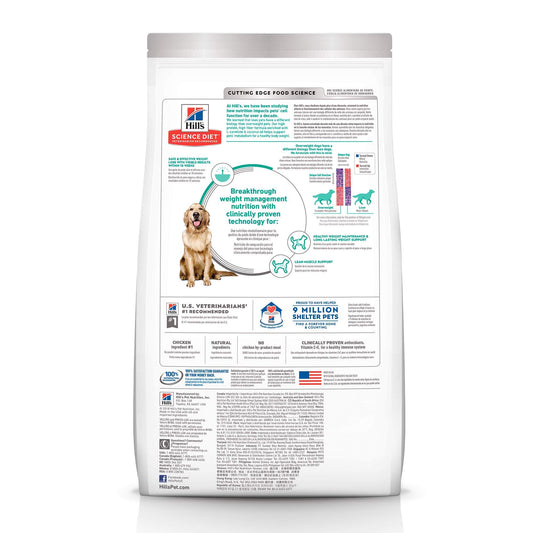Hill's Science Diet Perfect Weight, Adult 1-6, Weight Management Support, Dry Dog Food, Chicken Recipe, 25 lb Bag