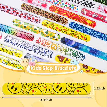 LovesTown Slap Bracelets for Kids, 48 PCS Snap Bracelets Bulk Party Favors Goodie Bag Stuffers Exchanging Gifts Classroom Prizes