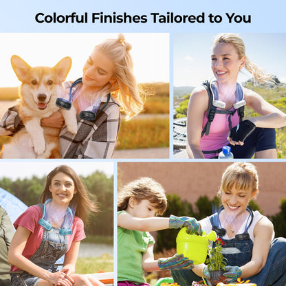 AMACOOL Neck Fan Battery Operated Neckband Fan Hand-Free Wearable Personal Fan for Hot Flashes Home Office Travel Outdoor Sports (Black)