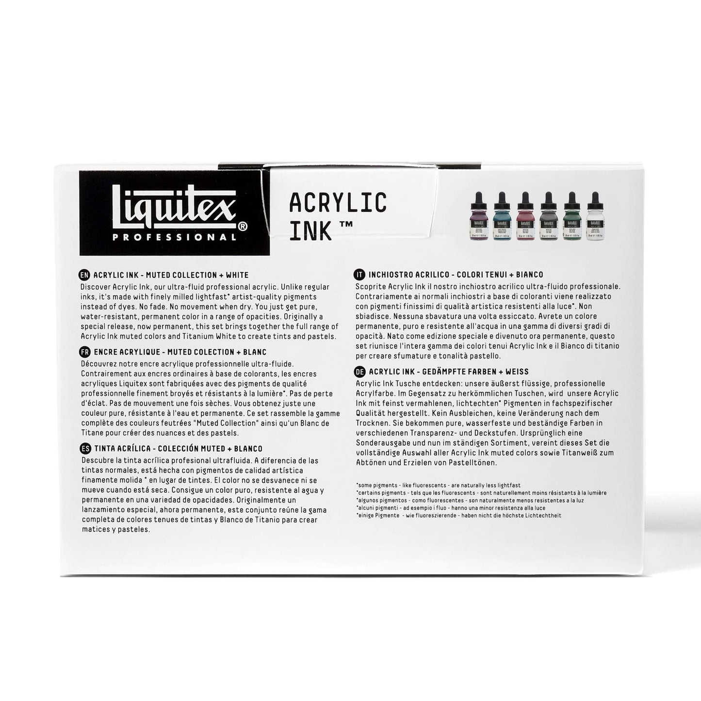 Liquitex Professional Acrylic Ink, 1-oz (30ml), Muted Collection, Set of 6