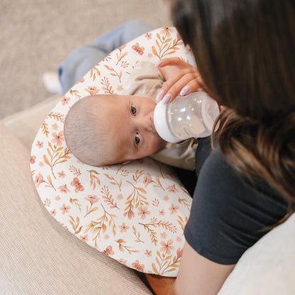 Konssy 2 Pack Nursing Pillow Covers, Stretchy and Soft Nursing Cover for Breastfeeding, Pillow Slipcover for Baby Girls Boys Newborn (Pink Spring, Pink)