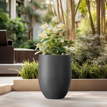 Kante 21.7" H Burnished Black Tall Planter, Large Outdoor Indoor Decorative Pot with Drainage Hole and Rubber Plug, Modern Round Taper Style for Home and Patio