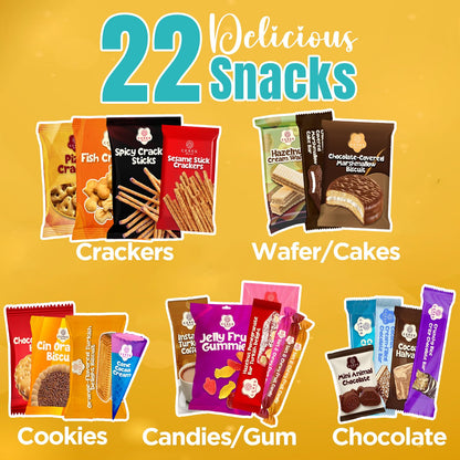 International Exotic Snack Box Variety Pack, 22 Count Premium Foreign Rare Snack Food Gifts with Suprise Item for Fun, Mystery Box of Snacks, European Snacks for Adults and Kids for Christmas Thanksgiving and More