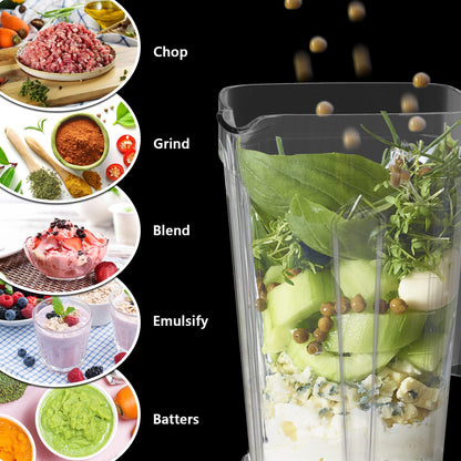 OMMO Blender 1800W, Professional High Speed Countertop Blender with Durable Stainless Steel Blades, 60oz BPA Free Blender for Shakes and Smoothies, Nuts, Ice and Fruits, Dishwasher Safe