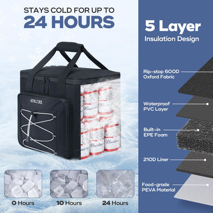 RealCool Soft Cooler Bag 35/45Can, Collapsible Cooler Insulated Leak Proof, Large Lunch Box for Men Women, Soft-Sided Cooler for Picnic, Grocery, Beach, Camping, Travel