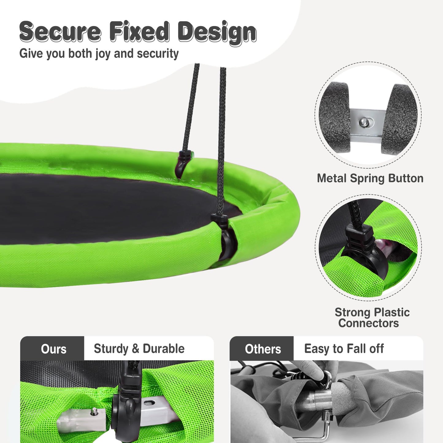 RedSwing 40" Flying Saucer Tree Swing for Kids Outdoor, Large Round Tire Swings for Trees and Swingset, Strong Heavy Duty for Outside Playground, 500LBS Weight Capacity, Green