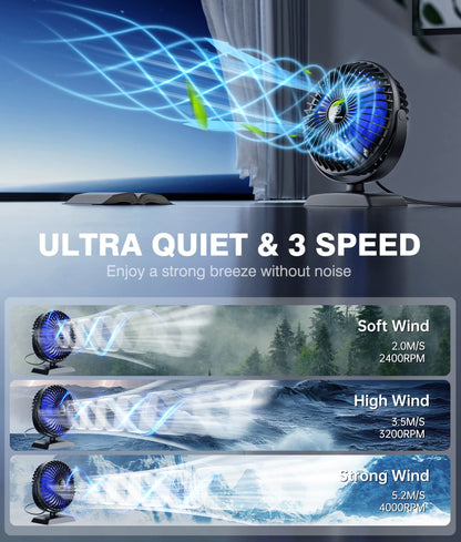 JZCreater Mini Desk Fan，3 Speed Ultra-Quiet Operation，Portable USB Cooling Fan for Office Desk, Bedroom Use, Personal Fan with Adjustable Tilt for Summer Indoor/Outdoor,USB-Powered, Black