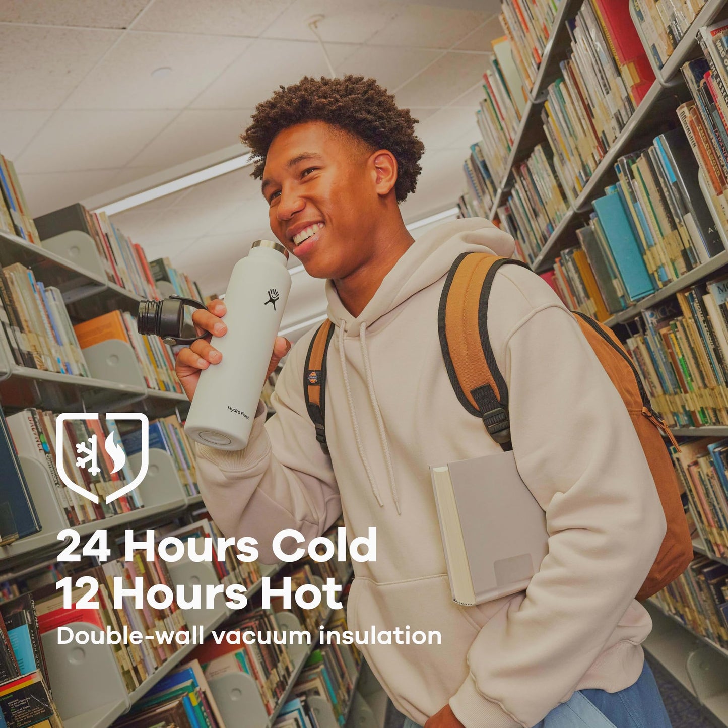 Hydro Flask Water Bottle - Insulated Stainless Steel - Non Spill, Leakproof in 24 Oz Black