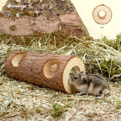 Niteangel Natural Wooden Hamster Mouse Tunnel Tube Toy Forest Hollow Tree Trunk