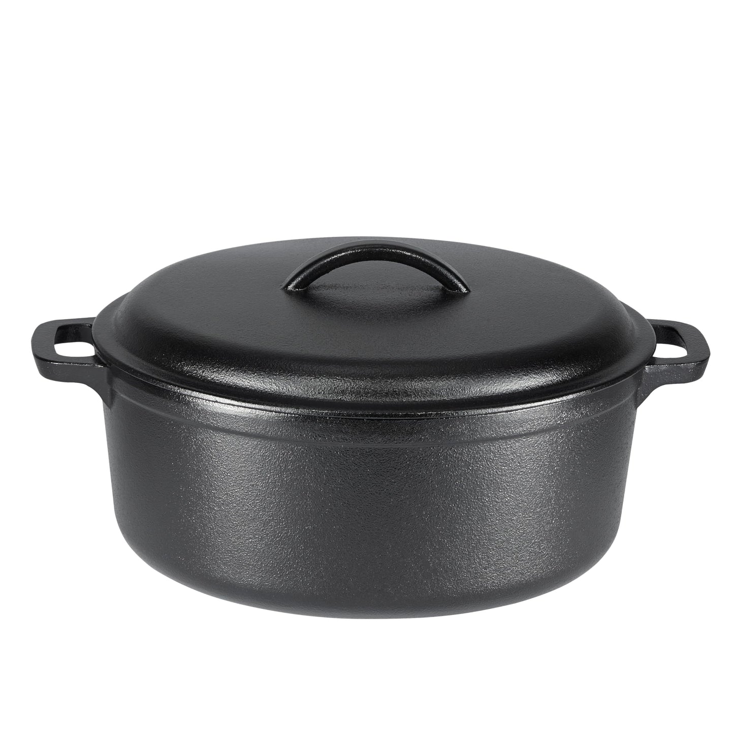 Amazon Basics Round Pre-Seasoned Cast Iron Dutch Oven Pot with Lid and Dual Handles, Heavy-Duty & Large, 7-Quart, Black