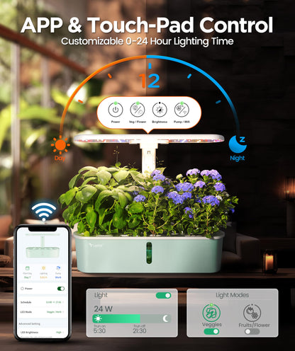LetPot LPH-Air Hydroponics Growing System Kits, APP & WiFi Controlled Smart Indoor Garden with 24W Grow Light Full Spectrum, 10 Pods Planter Indoor Gardening for Gifts, Kitchen, Vegetable (Green)