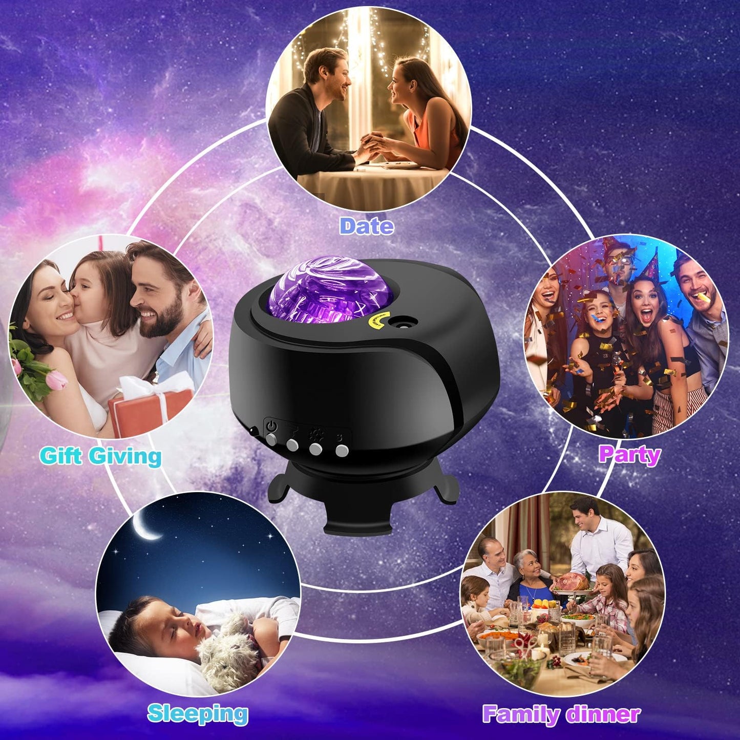 Larger Coverage Area Galaxy Projector,with Changing Galaxy Shapes Star Projector,Night Light with Bluetooth Speaker,White Noise,Gifts for Kids,Adults,Christmas,Birthday
