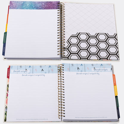 Large Meal Prep Planner, Spiral, Pull-off Grocery Shopping Lists, Kitchen Management, Tabbed Dividers, Laminated Covers, Easy Organizing, Avoid Food Waste, Folder Pockets, Covers a full Year - Eccolo