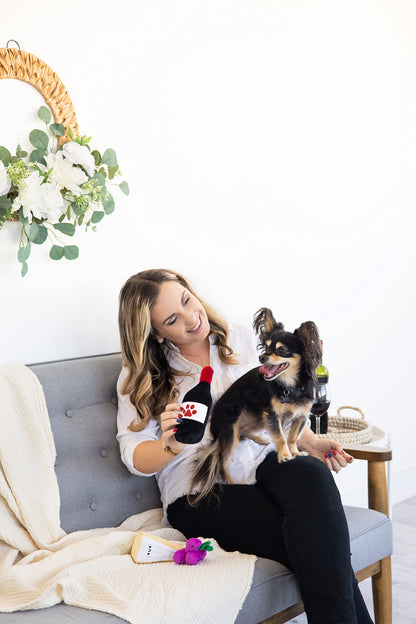 Pearhead Pawrcuterie Board Dog Toys, Set of 3, Wine Cheese & Grape Dog Toys, Charcuterie Board Toy Set for Pets, Must Have Plush Chew Toys for Pet Owners