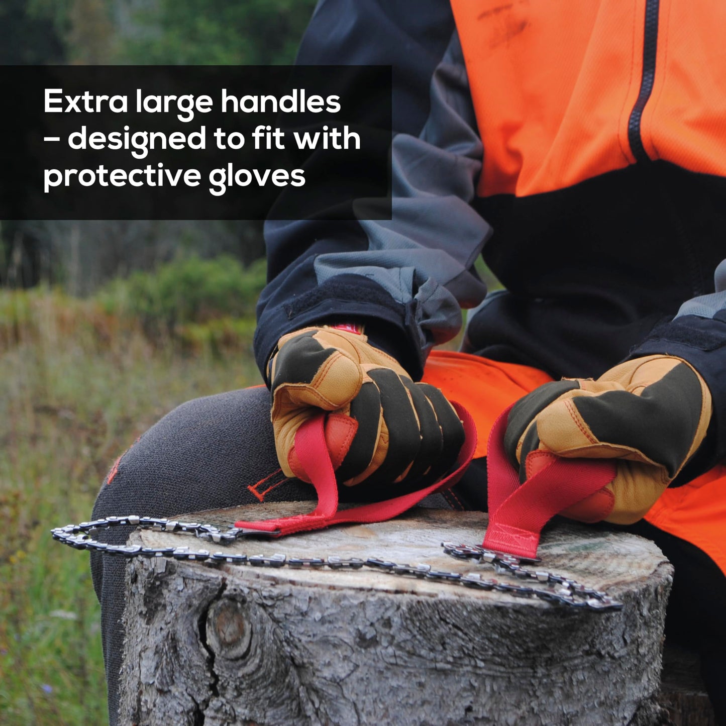 Nordic Pocket Saw 25.6 Inch Pocket Chainsaw with 33 Bi-Directional Teeth for Clearing Trails - Handy Backpacking Saw with Extra Large Nylon Handle Loops - for Survival and Emergency Situations