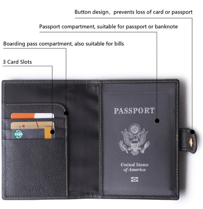 Passport Holder Cover Wallet RFID Blocking Leather Card Case Travel Document Organizer Black
