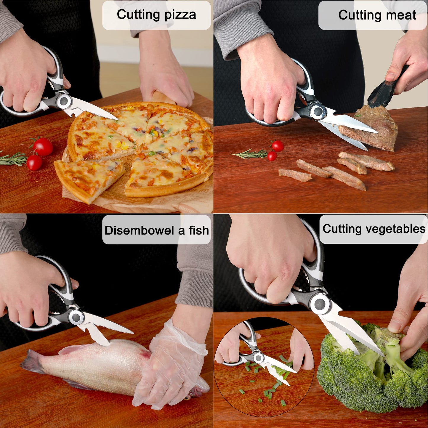 OMDAR Kitchen Scissors All Purpose 3 Pack - Heavy Duty Stainless Steel Cooking Shears for Cutting Meat, Food, Fish, Poultry Multipurpose Sharp Sissors for Dishwasher Safe