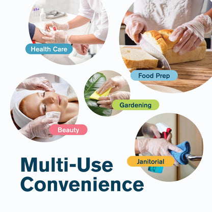 Ridex Disposable Gloves, Latex-Free Clear Vinyl, Small, 1000-Count, Thick Powder-Free, All-Purpose, Ambidextrous, Dispenser Box Gloves 100 Pieces