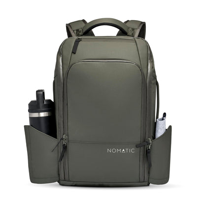 NOMATIC 14L Travel Pack - Water Resistant Laptop Bag - TSA-Ready Expandable Backpack (Olive)