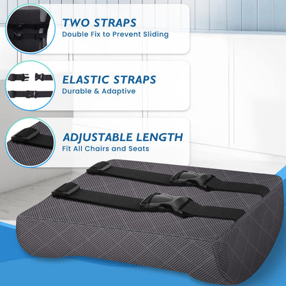 Lumbar Support Pillow for Office Chair Back Support Lumbar Pillow for Car, Gaming, Office Chair - Improve Sitting Posture & Back Pain Relief, Memory Foam, Adjustable Straps, Grey