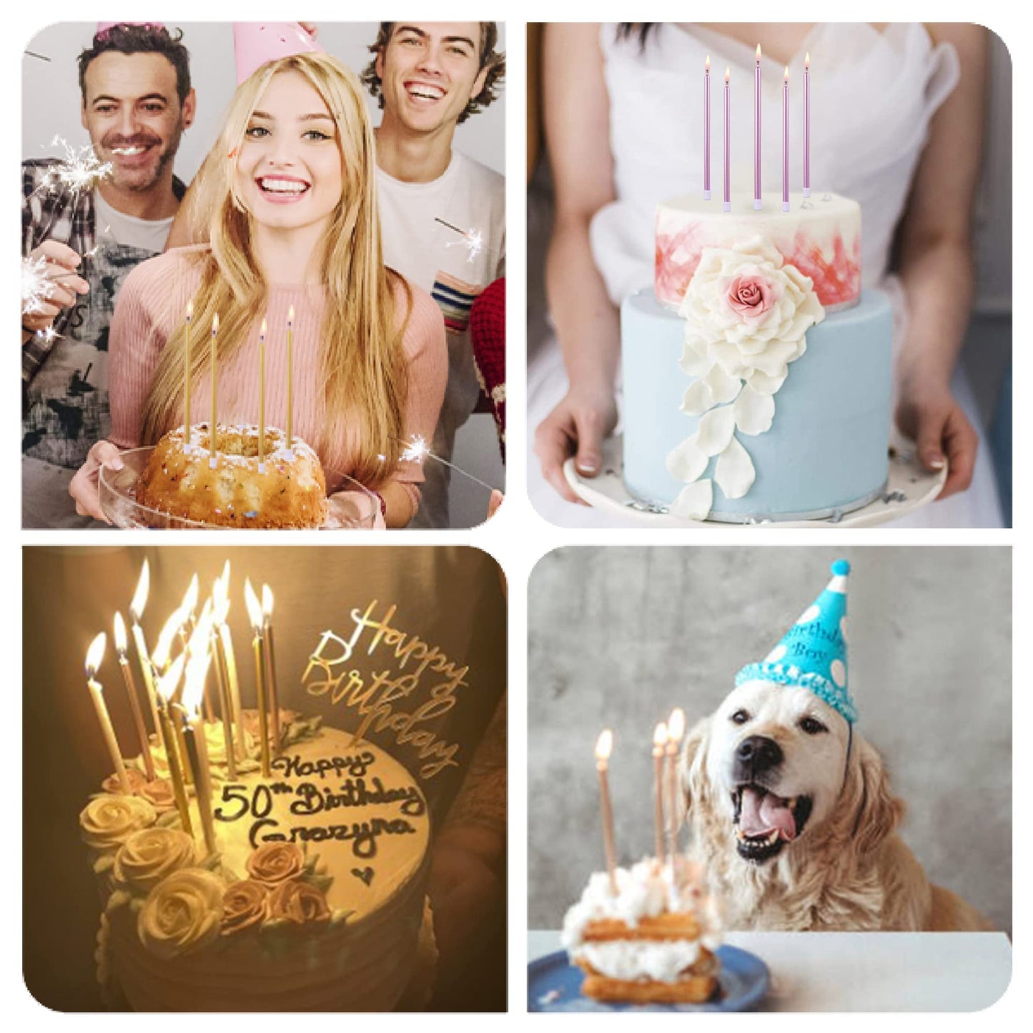 PHD CAKE Gold Metallic Long Thin Metallic Birthday Candles, Cake Candles, Party Candles, Party Decorations, Wedding Candles