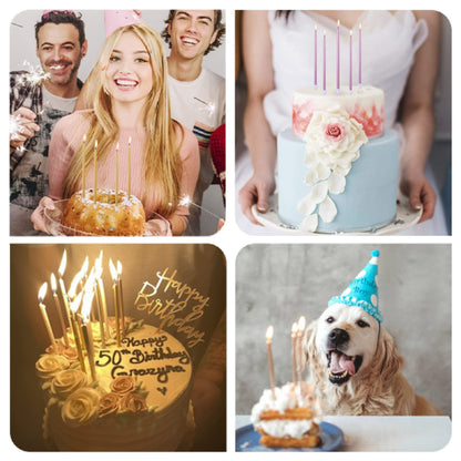 PHD CAKE Gold Metallic Long Thin Metallic Birthday Candles, Cake Candles, Party Candles, Party Decorations, Wedding Candles