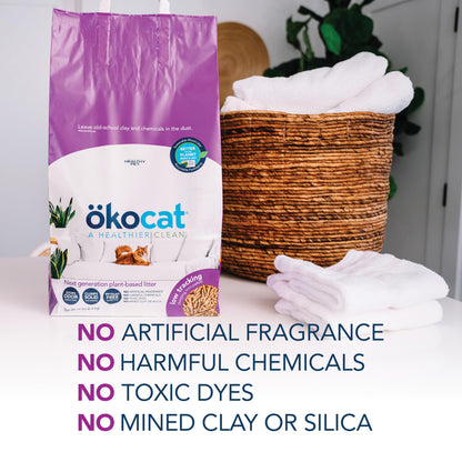 ökocat Less Mess Low Tracking Wood Clumping Cat Litter Mini- Pellets, Unscented, 14.8 pounds - Natural Ingredients, Stops Odor, Clumps Solid, 99% Dust Free, Great for Long-Hair Breeds, All Cats