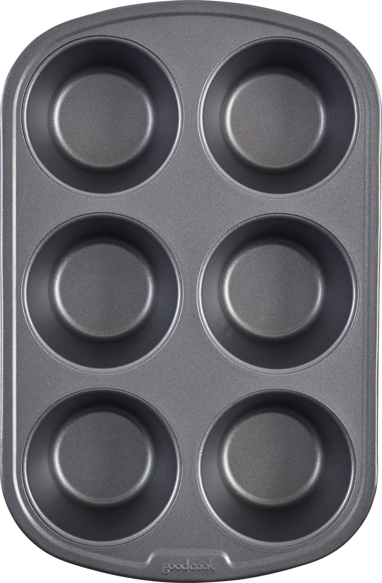 GoodCook Everyday Nonstick Steel Jumbo Texas Muffin Pan, 6-cup, Gray