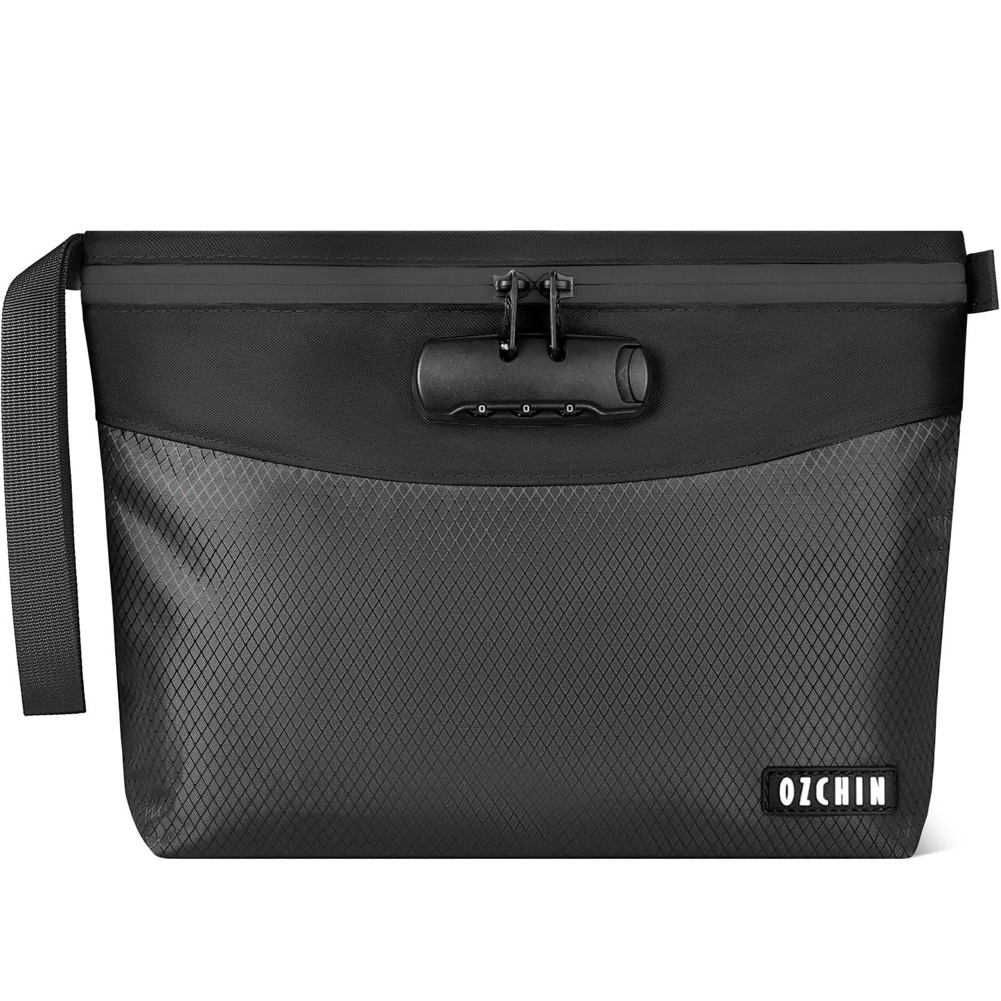 OZCHIN Smell Proof Bag with Lock – Activated Carbon Fiber Smell Proof Container with Combination Lock, Airtight Zipper, Odor Proof Case for Travel, Daily Use, Gifts Ideas 11 X 8 Inch (Black)