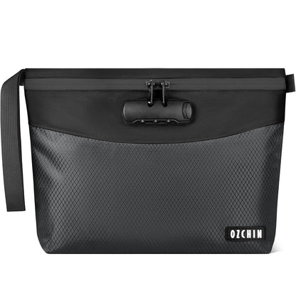 OZCHIN Smell Proof Bag with Lock – Activated Carbon Fiber Smell Proof Container with Combination Lock, Airtight Zipper, Odor Proof Case for Travel, Daily Use, Gifts Ideas 11 X 8 Inch (Black)