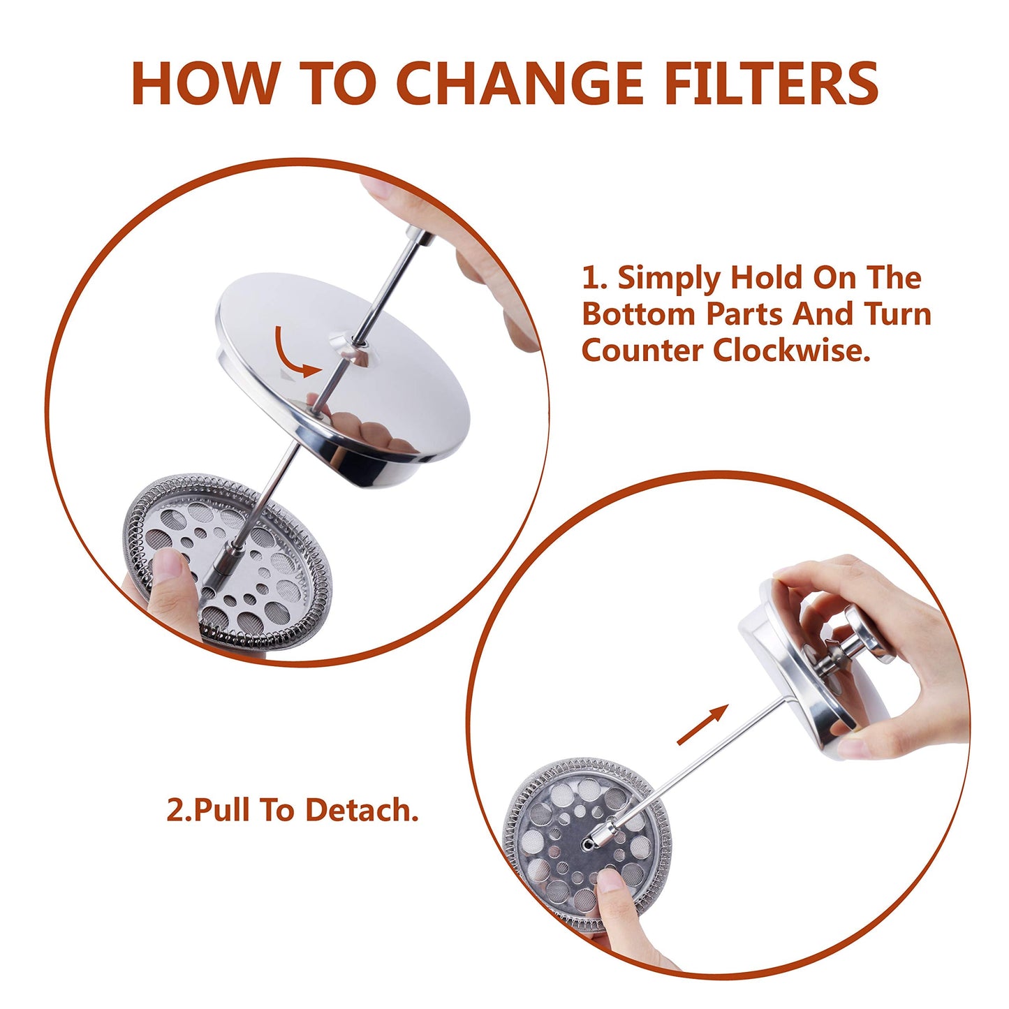 MAGICAFÉ French Press Coffee Maker – Single Serve 1 Cup Small Stainless Steel Thermal Double Walled French Press 350ML/12OZ