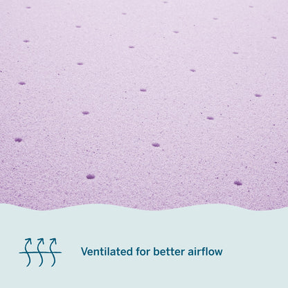 Lucid 3 Inch Lavender Infused Memory Foam Mattress Topper - Ventilated Design – Pressure Relieving Bed Topper - Mattress Pad – CertiPur Certified - Twin XL Size