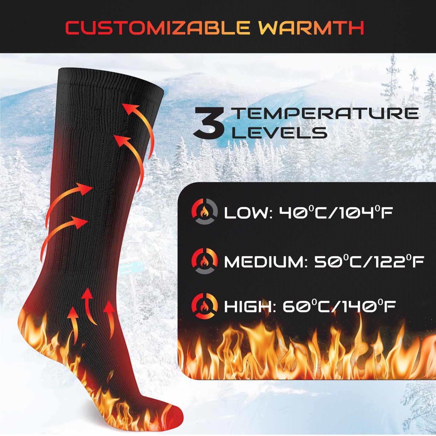 Rechargeable Heated Socks Men Women - Washable Battery Operated Foot Warmer for Ski Hunting - Electric Winter Heating Socks for Work Boot Toe Sleep Bed Indoor Outdoor Sports Walking Research