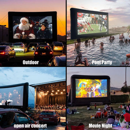 Inflatable Projector Screen - Outdoor Movie Screen Blow Up for Movie Parties Backyard Outside with Air Blower and Carry Bag, Front and Rear Projection (14FT with Blower)
